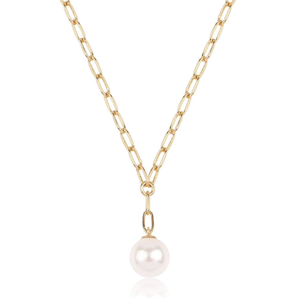 Colier din Argint 925 Placat cu Aur ( 6.07 grame ) cu Perlă de Apă Dulce Albă 7.09 Carate