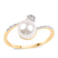 Inel din Argint 925 Placat cu Aur ( 1.64 grame ) cu Perlă de Apă Dulce Albă și Topaz Alb 4.2 Carate