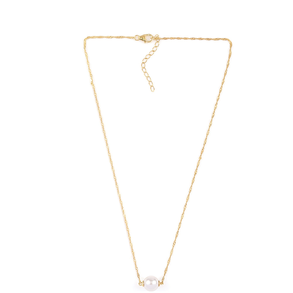 Colier din Argint 925 Placat cu Aur ( 2.48 grame ) cu Perlă de Apă Dulce Albă 7.49 Carate