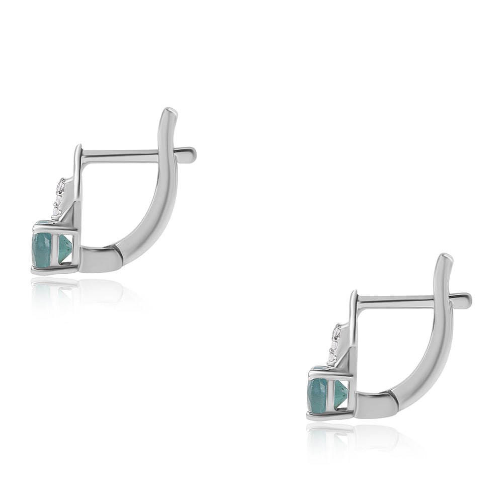 Cercei din Argint 925 ( 1.6 grame ) cu Grandidierit și Topaz Alb 0.89 Carate