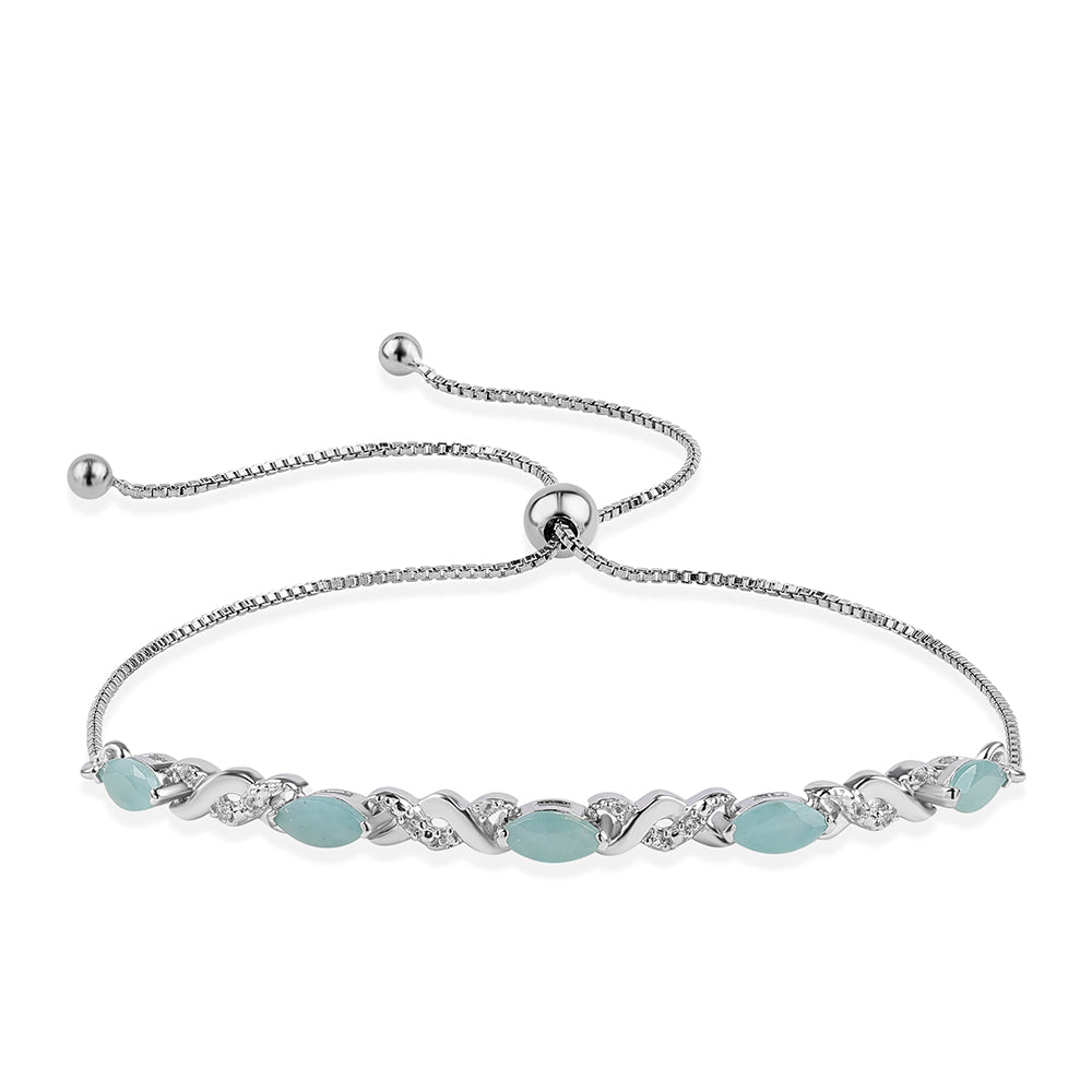 Brățară din Argint 925 ( 3.45 grame ) cu Grandidierit și Topaz Alb 1.39 Carate