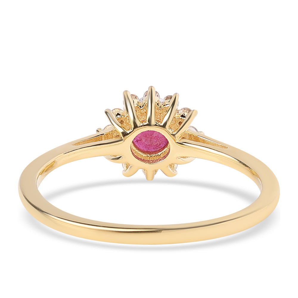 Inel din Argint 925 Placat cu Aur ( 1.93 grame ) cu Rubin Mozambic și Topaz Alb 0.92 Carate 2 