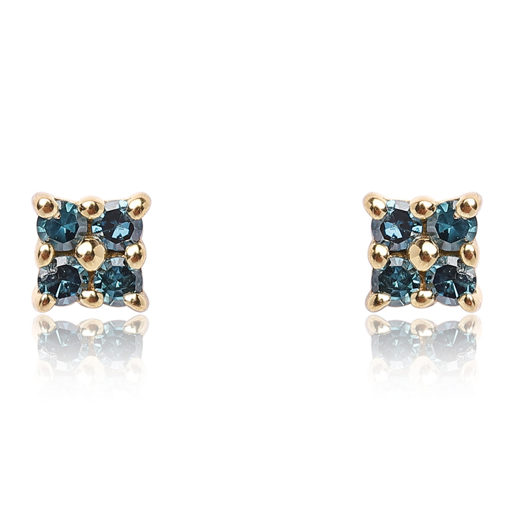 Cercei din Argint 925 Placat cu Aur ( 0.73 grame ) cu Diamant Albastru 0.1 Carate 1 