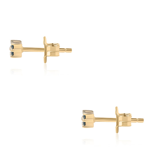 Cercei din Argint 925 Placat cu Aur ( 0.73 grame ) cu Diamant Albastru 0.1 Carate