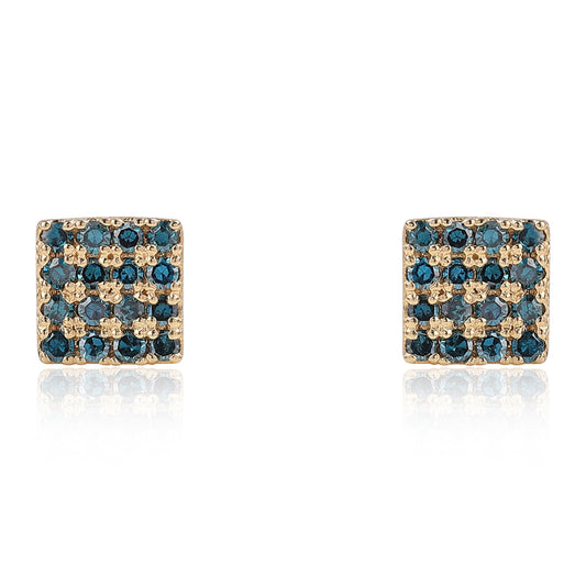 Cercei din Argint 925 Placat cu Aur ( 1.22 grame ) cu Diamant Albastru 0.32 Carate
