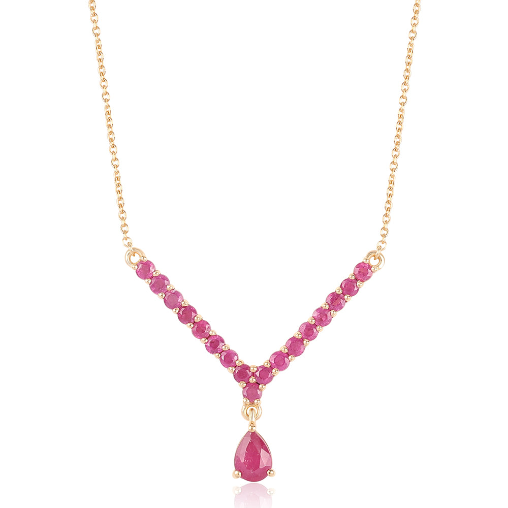 Colier din Argint 925 Placat cu Aur ( 3.69 grame ) cu Rubin Mozambic 2.4 Carate 1 