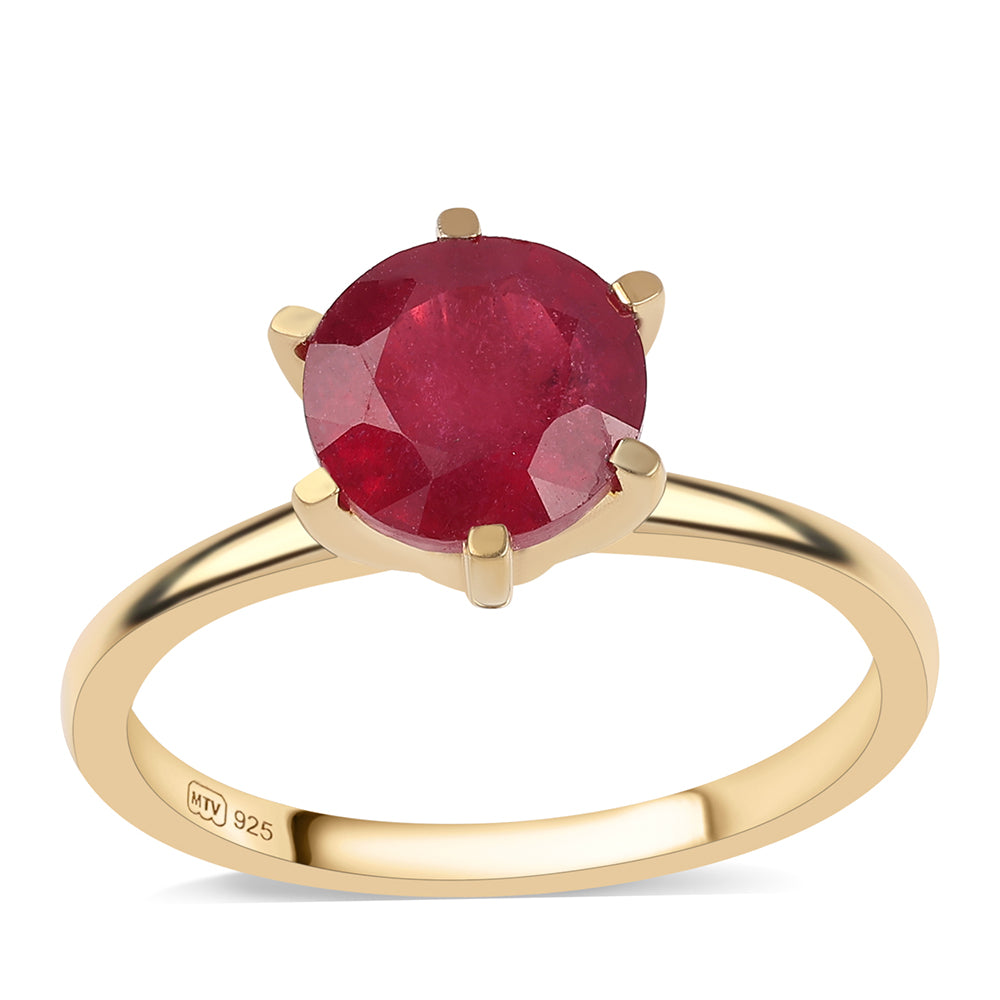 Inel din Argint 925 Placat cu Aur ( 2.24 grame ) cu Rubin Mozambic 2.88 Carate
