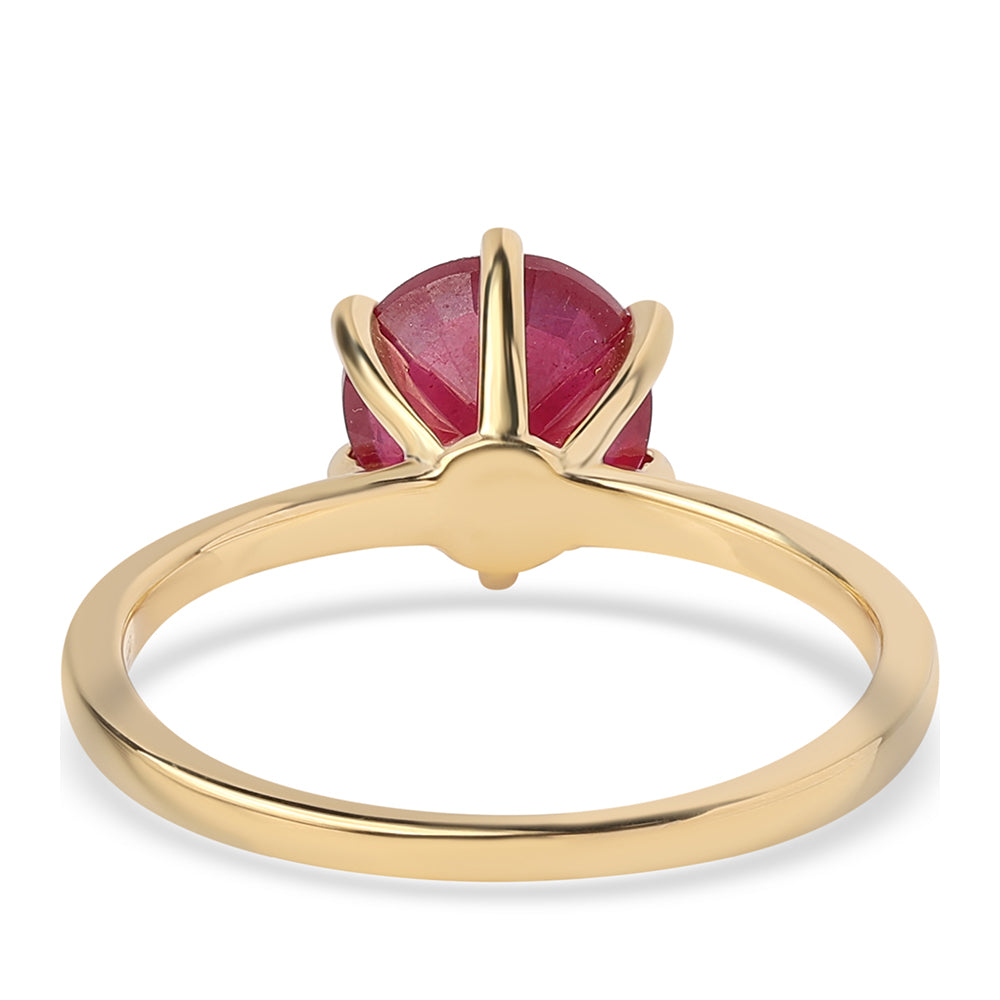 Inel din Argint 925 Placat cu Aur ( 2.24 grame ) cu Rubin Mozambic 2.88 Carate 2 
