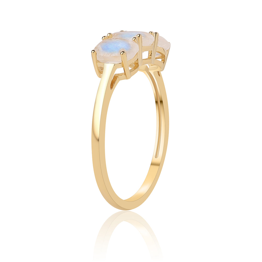 Inel din Argint 925 Placat cu Aur ( 1.7 grame ) cu Piatra Lunii Curcubeu Clasa ”AA” 2.28 Carate 2 