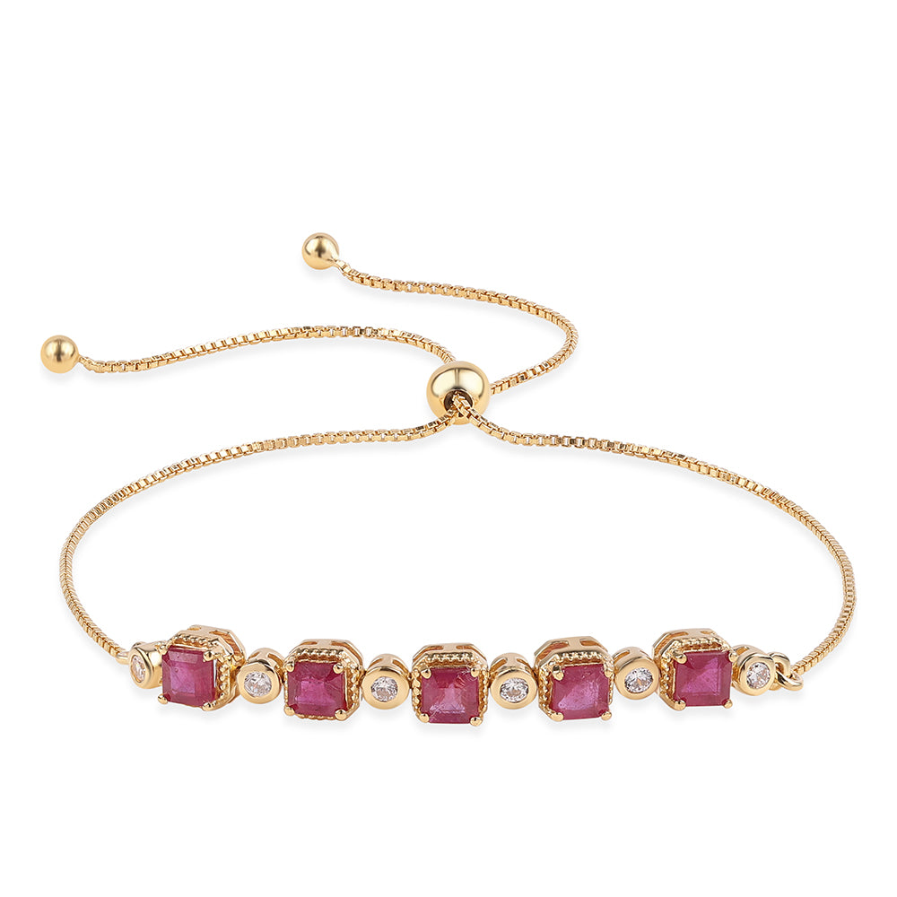Brățară din Argint 925 Placat cu Aur ( 3.96 grame ) cu Rubin Mozambic și Topaz Alb 3.04 Carate 1 