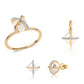 Set din Argint 925 Placat cu Aur ( 5.75 grame ) cu Perlă de Apă Dulce Albă și Topaz Alb 17.1 Carate ( Cercei+Inel+Pandantiv )