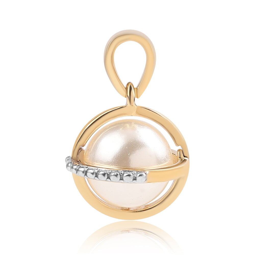 Set din Argint 925 Placat cu Aur ( 5.75 grame ) cu Perlă de Apă Dulce Albă și Topaz Alb 17.1 Carate ( Cercei+Inel+Pandantiv ) 2 