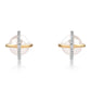 Set din Argint 925 Placat cu Aur ( 5.75 grame ) cu Perlă de Apă Dulce Albă și Topaz Alb 17.1 Carate ( Cercei+Inel+Pandantiv )