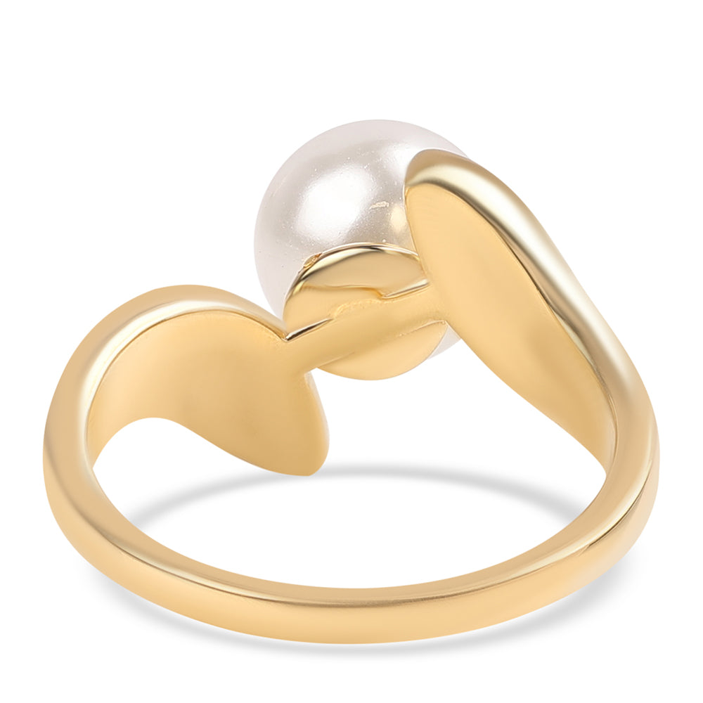 Inel din Argint 925 Placat cu Aur ( 4.2 grame ) cu Perlă de Apă Dulce Albă și Topaz Alb 7.38 Carate 2 