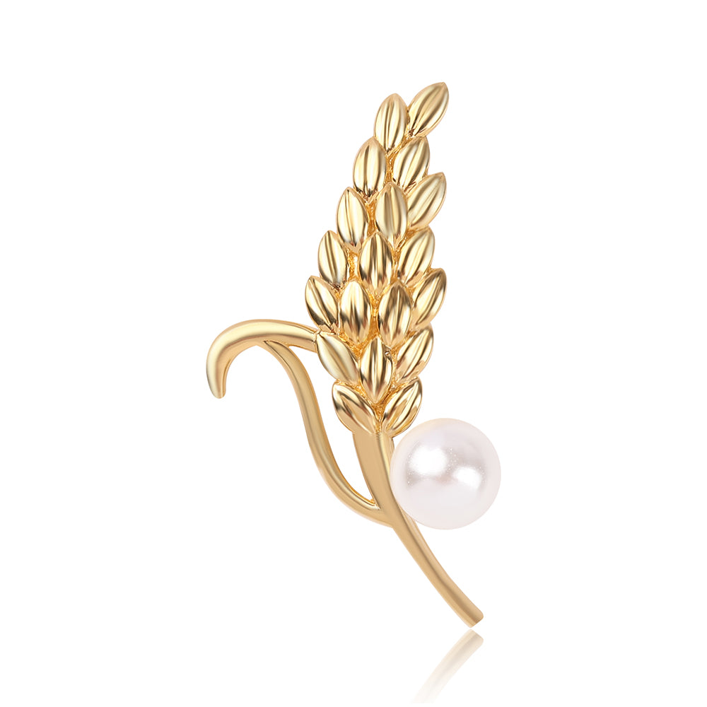 Broşă din Argint 925 Placat cu Aur ( 4.59 grame ) cu Perlă de Apă Dulce Albă 4.25 Carate 1 