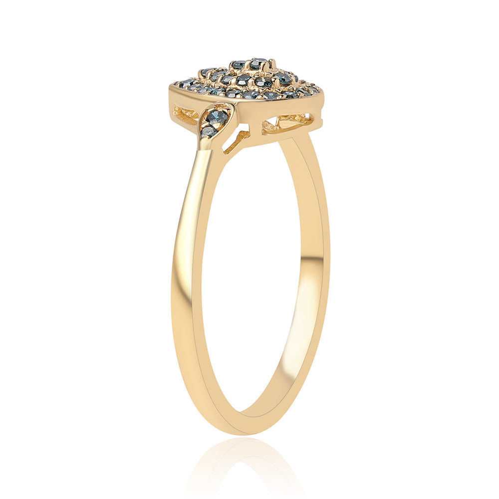 Inel din Argint 925 Placat cu Aur ( 1.78 grame ) cu Diamant Albastru 0.2 Carate 3 