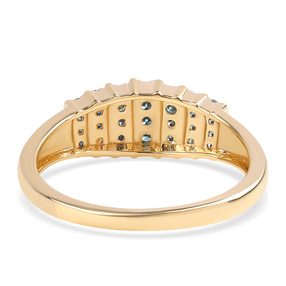 Inel din Argint 925 Placat cu Aur ( 2.23 grame ) cu Diamant Albastru 0.27 Carate