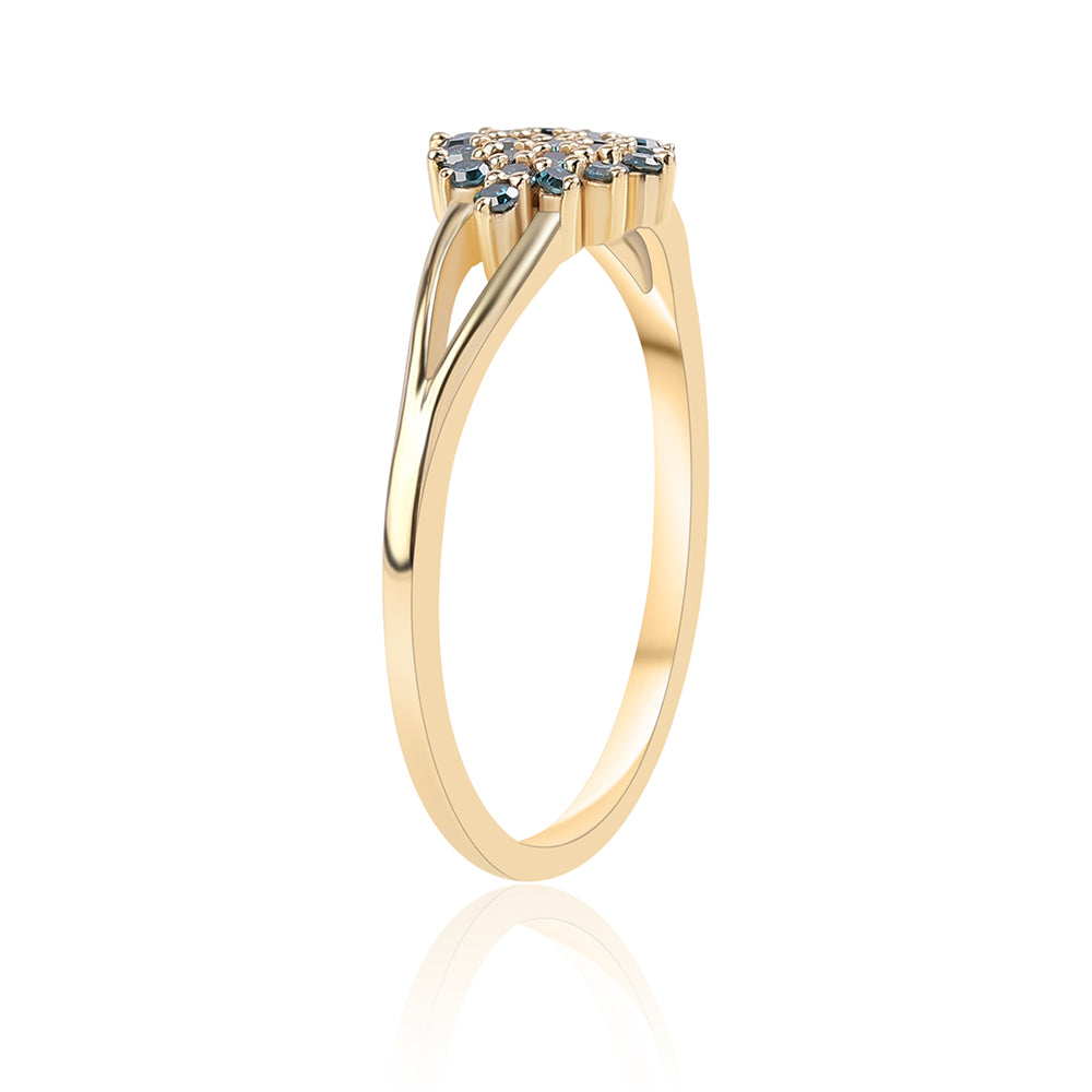 Inel din Argint 925 Placat cu Aur ( 1.68 grame ) cu Diamant Albastru 0.21 Carate 2 