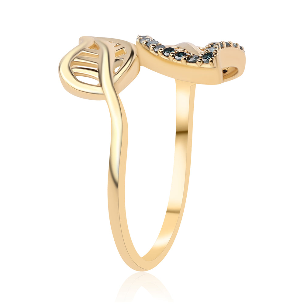 Inel din Argint 925 Placat cu Aur ( 2.13 grame ) cu Diamant Albastru 0.18 Carate 2 