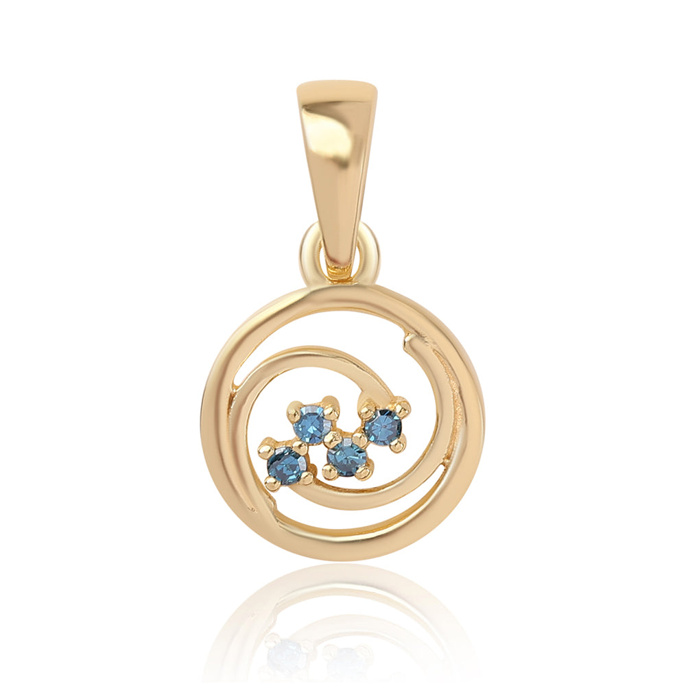 Pandantiv din Argint 925 Placat cu Aur ( 0.63 grame ) cu Diamant Albastru 0.04 Carate 1 