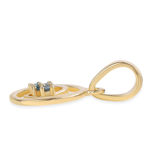Pandantiv din Argint 925 Placat cu Aur ( 0.63 grame ) cu Diamant Albastru 0.04 Carate