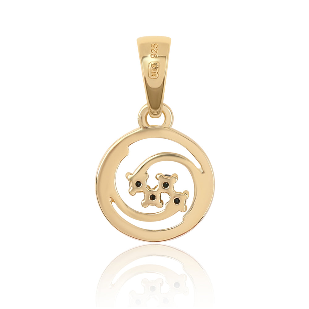 Pandantiv din Argint 925 Placat cu Aur ( 0.63 grame ) cu Diamant Albastru 0.04 Carate 3 