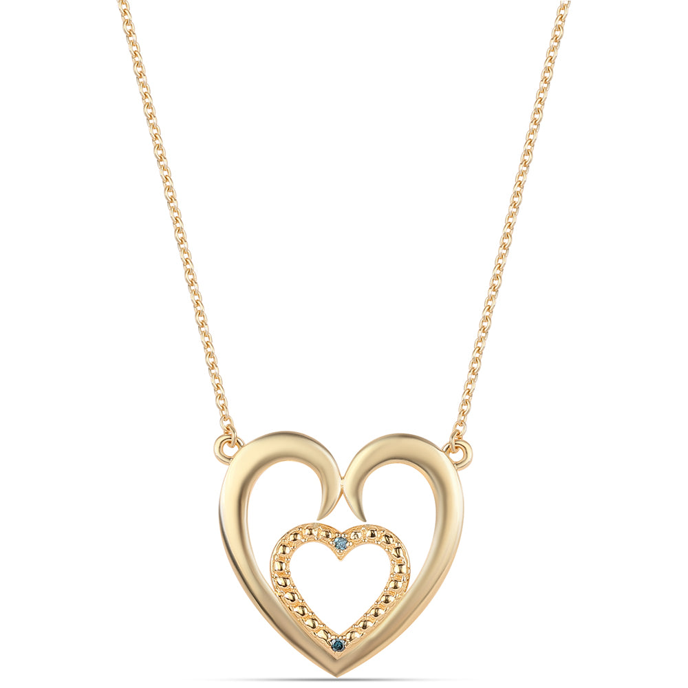 Colier din Argint 925 Placat cu Aur ( 3.7 grame ) cu Diamant Albastru 0.02 Carate 1 