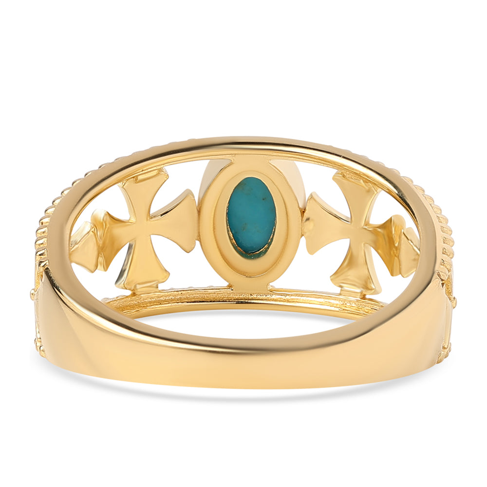 Inel din Argint 925 Placat cu Aur ( 3.09 grame ) cu Turcoaz ”Frumoasa Adormită” 0.54 Carate 3 