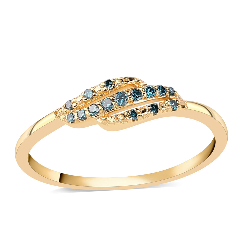 Inel din Argint 925 Placat cu Aur ( 1.5 grame ) cu Diamant Albastru 0.09 Carate 1 