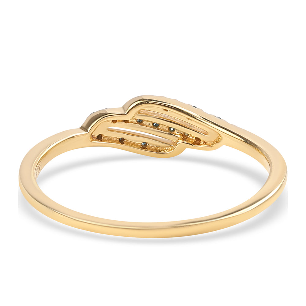 Inel din Argint 925 Placat cu Aur ( 1.5 grame ) cu Diamant Albastru 0.09 Carate 2 