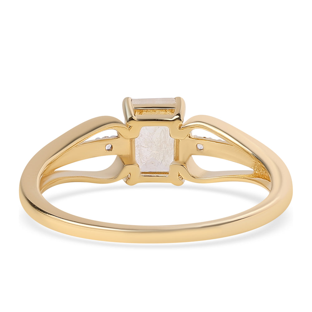 Inel din Argint 925 Placat cu Aur ( 2.03 grame ) cu Piatra Lunii Curcubeu Clasa ”AA” și Topaz Alb 1.38 Carate 3 