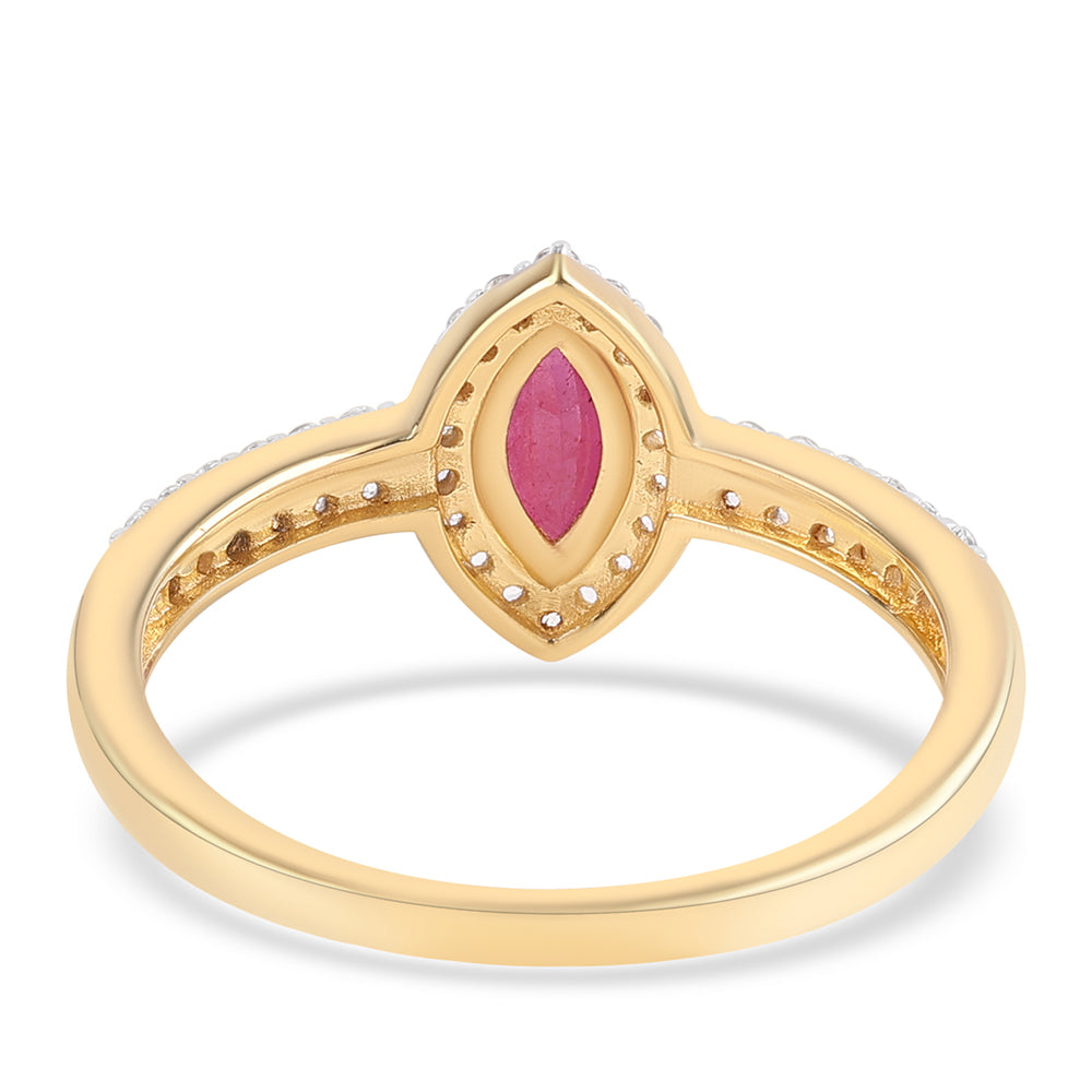 Inel din Argint 925 Placat cu Aur ( 1.86 grame ) cu Rubin Mozambic și Topaz Alb 1.02 Carate 2 