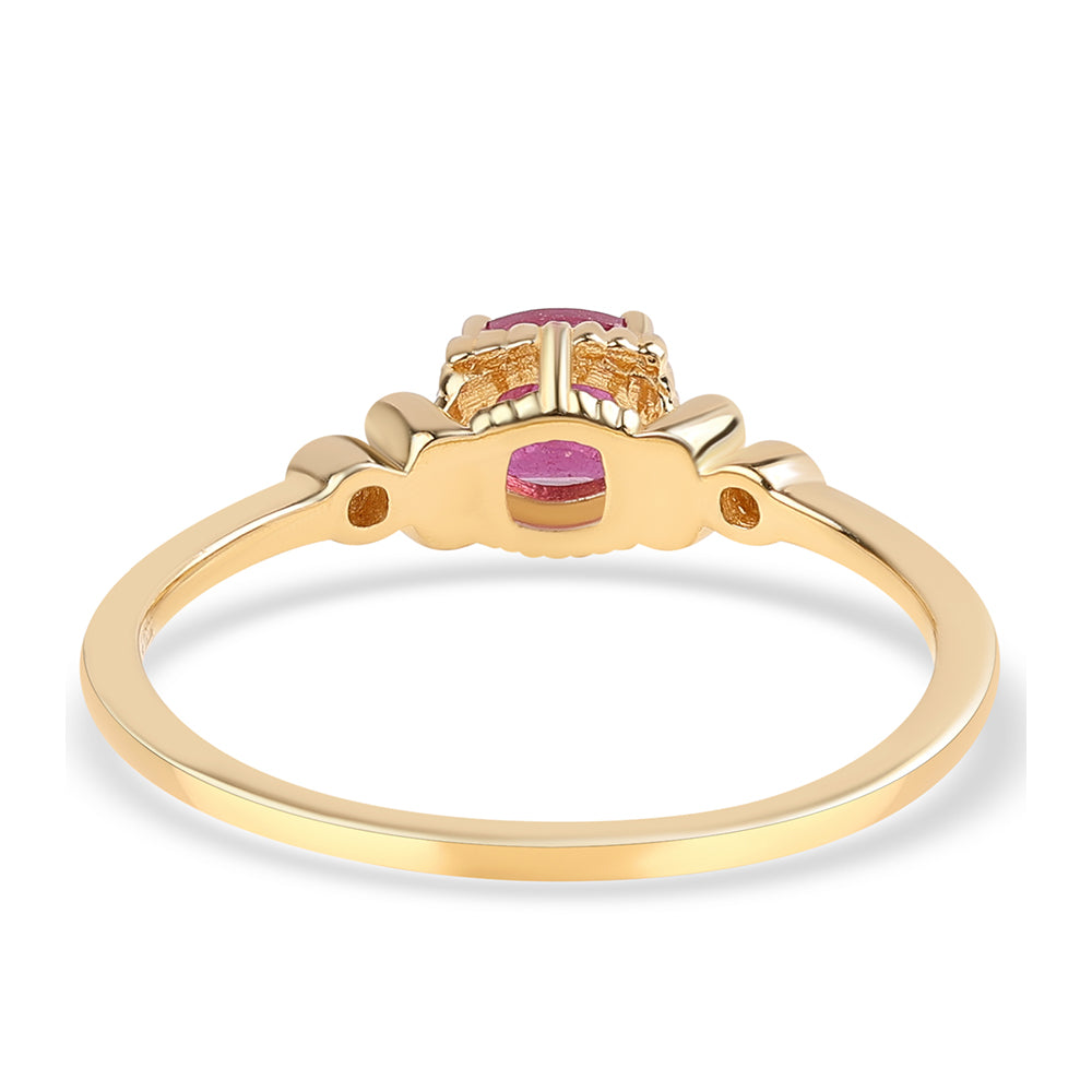 Inel din Argint 925 Placat cu Aur ( 1.82 grame ) cu Rubin Mozambic și Topaz Alb 1.15 Carate 3 