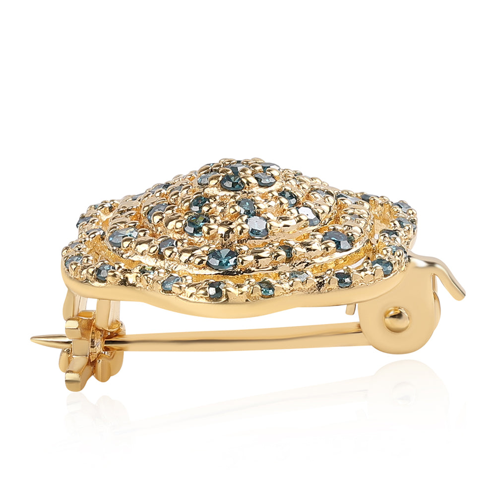 din Argint 925 Placat cu Aur ( 1.97 grame ) cu Diamant Albastru și Diamant Alb 0.37 Carate 2 