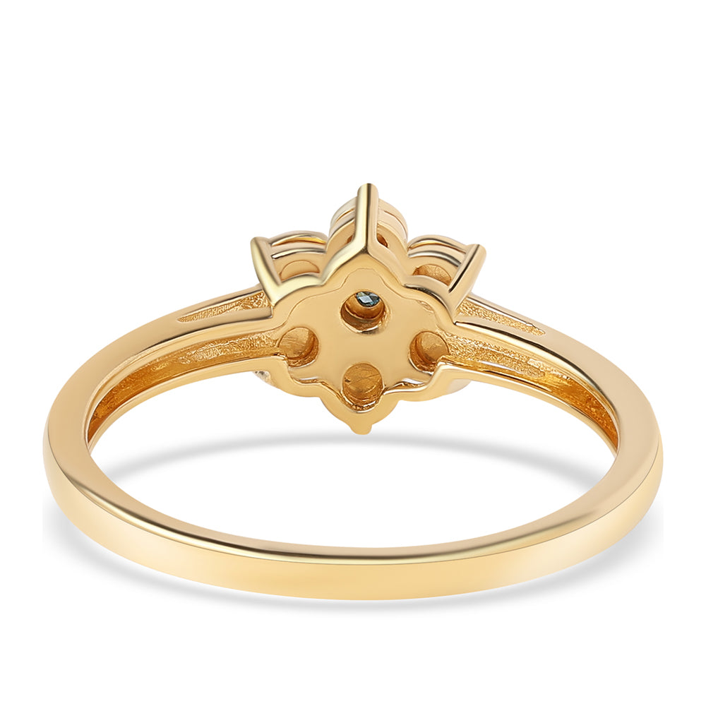 Inel din Argint 925 Placat cu Aur ( 2.48 grame ) cu Diamant Albastru 0.01 Carate