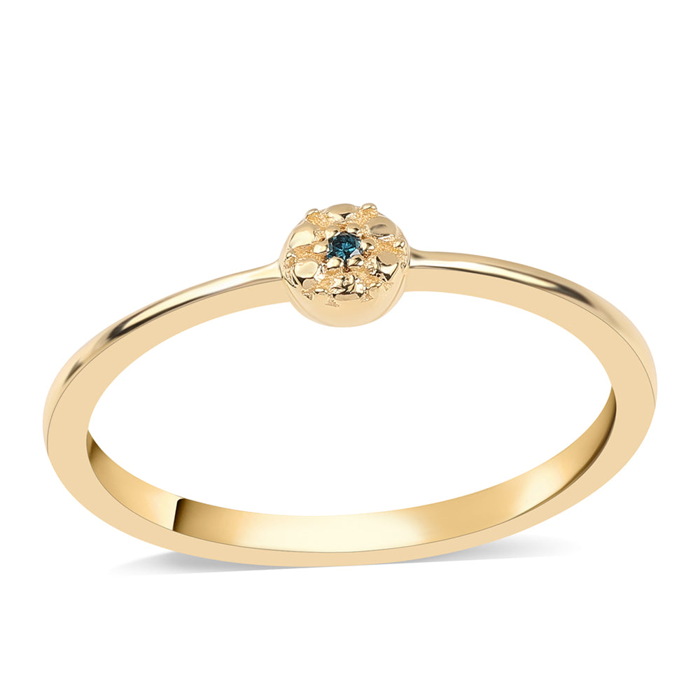 Inel din Argint 925 Placat cu Aur ( 1.25 grame ) cu Diamant Albastru 0.01 Carate 1 