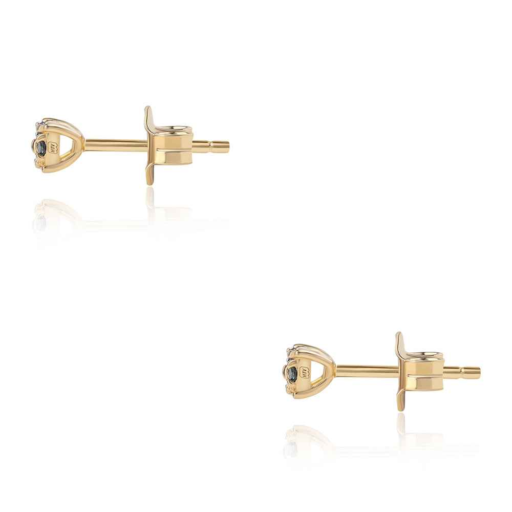 Cercei din Argint 925 Placat cu Aur ( 0.65 grame ) cu Diamant Albastru 0.06 Carate