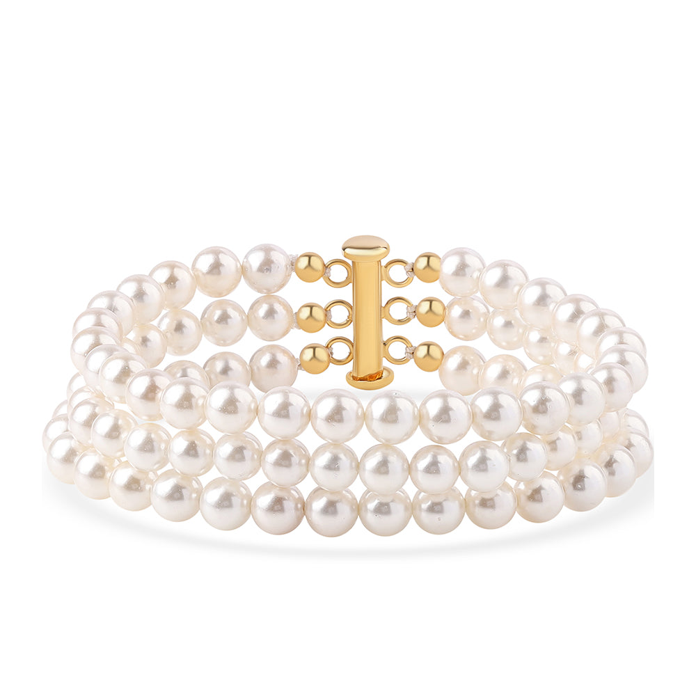 Brățară din Argint 925 Placat cu Aur ( 2.05 grame ) cu Perlă de Apă Dulce Albă 128.71 Carate 2 