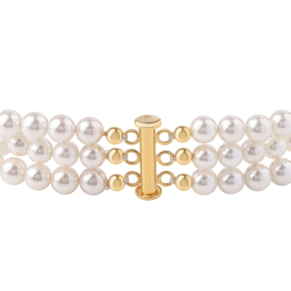 Brățară din Argint 925 Placat cu Aur ( 2.05 grame ) cu Perlă de Apă Dulce Albă 128.71 Carate 3 
