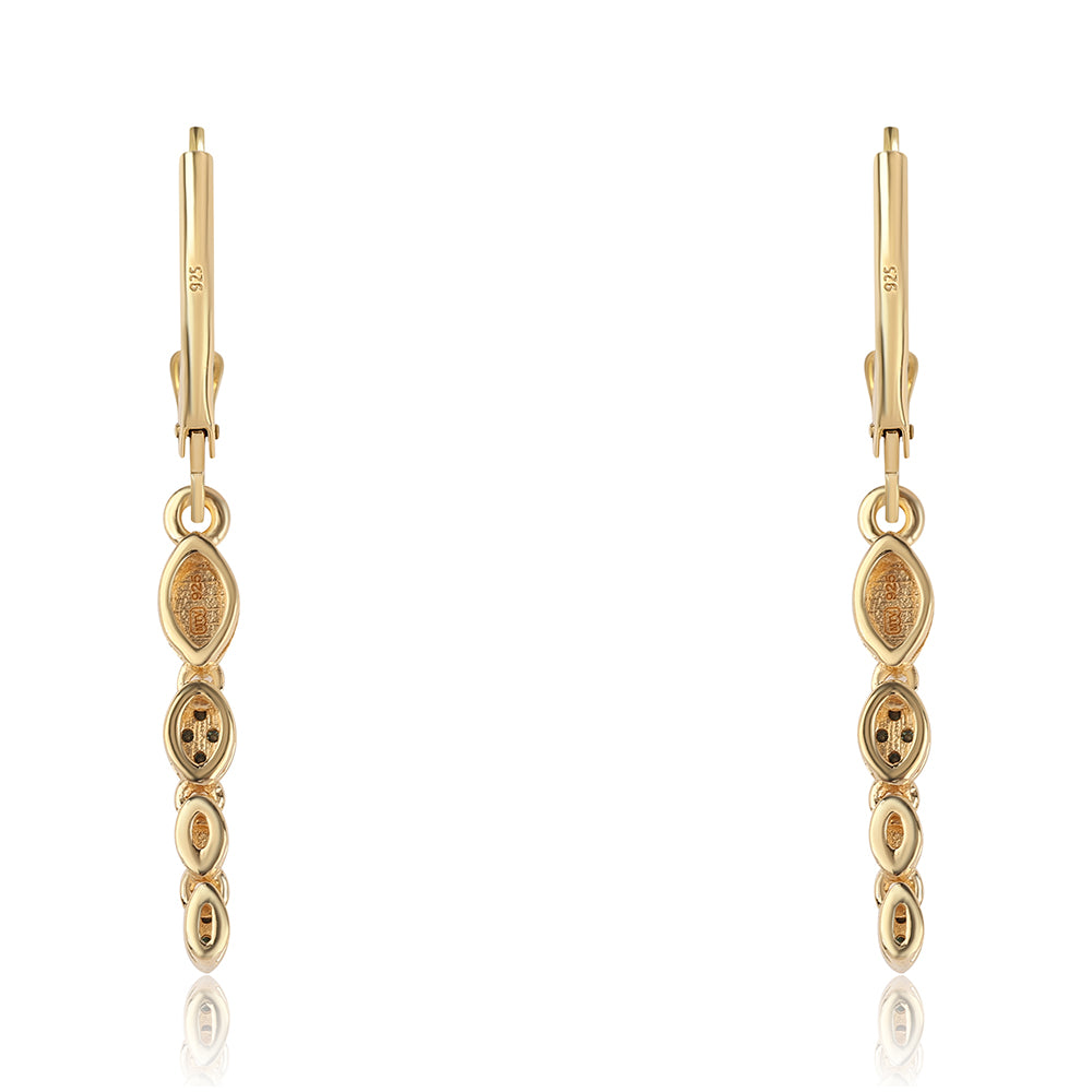 Cercei din Argint 925 Placat cu Aur ( 2.21 grame ) cu Diamant Albastru 0.06 Carate 3 
