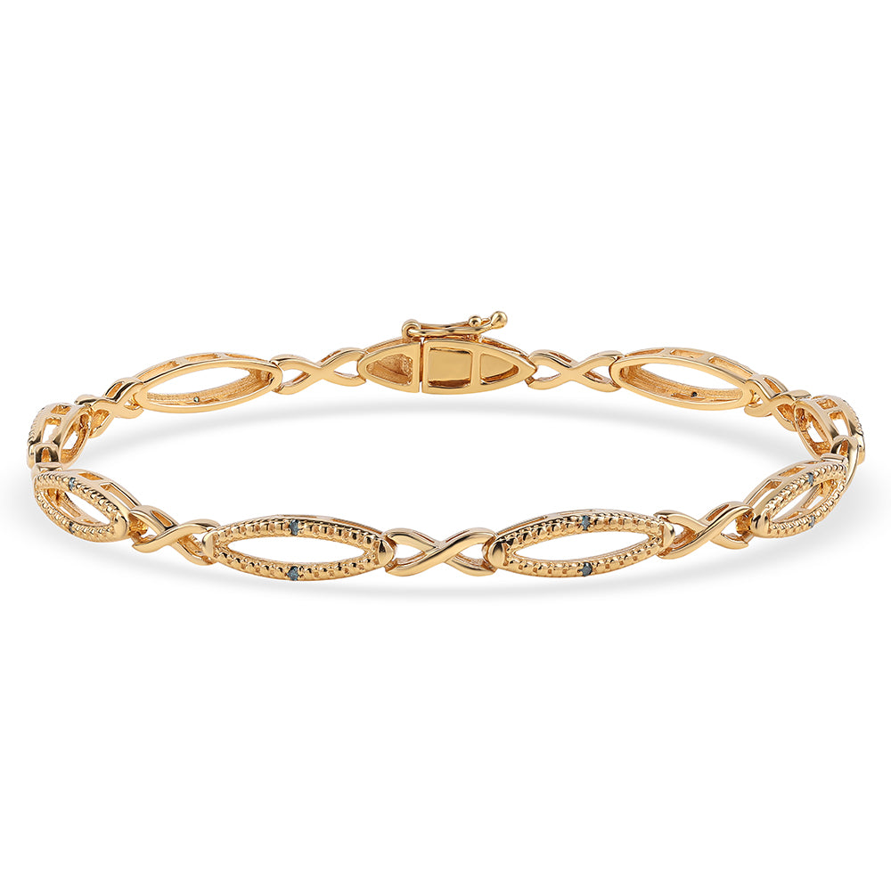 Brățară din Argint 925 Placat cu Aur ( 8.57 grame ) cu Diamant Albastru 0.09 Carate