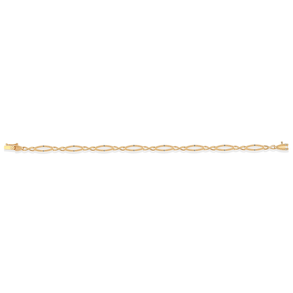 Brățară din Argint 925 Placat cu Aur ( 8.57 grame ) cu Diamant Albastru 0.09 Carate 2 