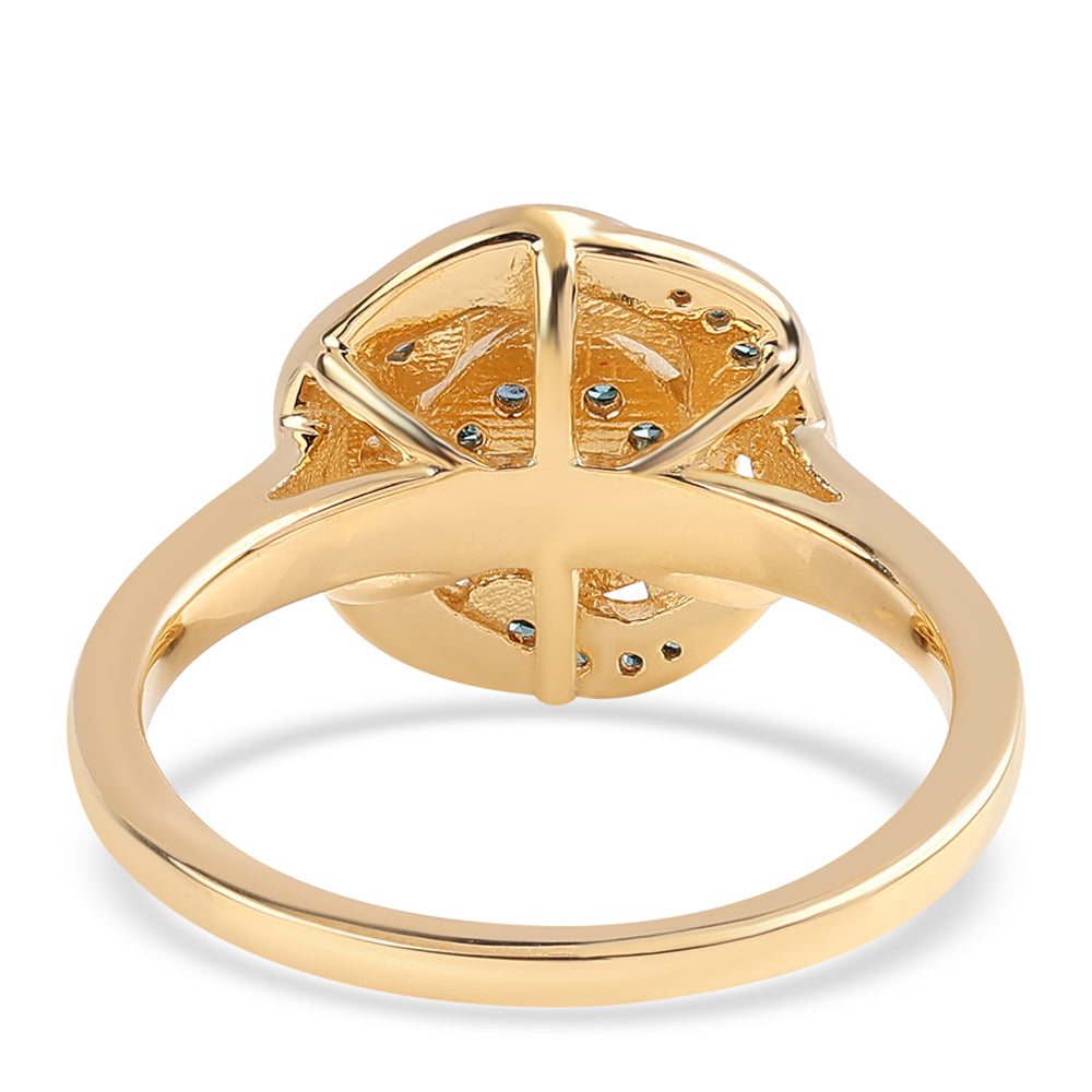 Inel din Argint 925 Placat cu Aur ( 3.86 grame ) cu Diamant Albastru 0.27 Carate 3 