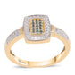 Inel din Argint 925 Placat cu Aur ( 3.73 grame ) cu Diamant Albastru și Topaz Alb 0.09 Carate