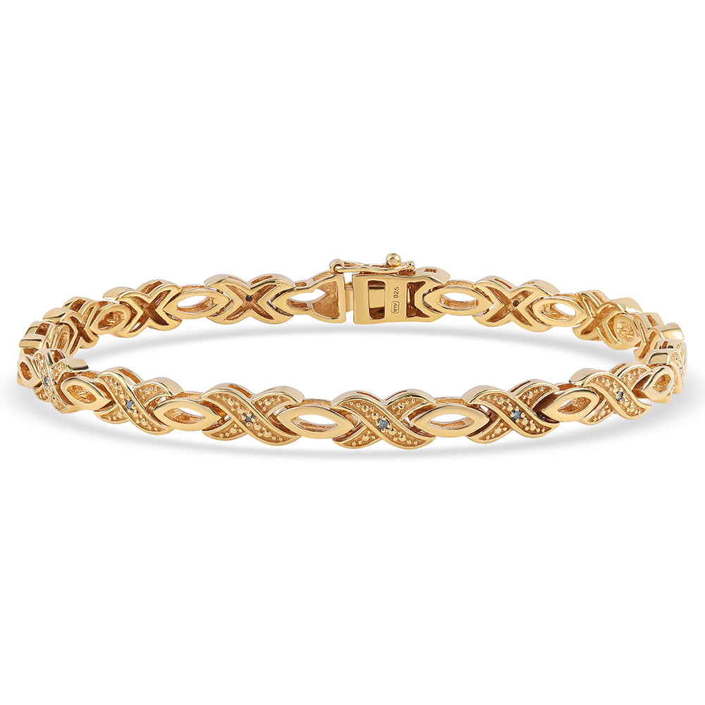 Brățară din Argint 925 Placat cu Aur ( 14.19 grame ) cu Diamant Albastru 0.08 Carate 1 