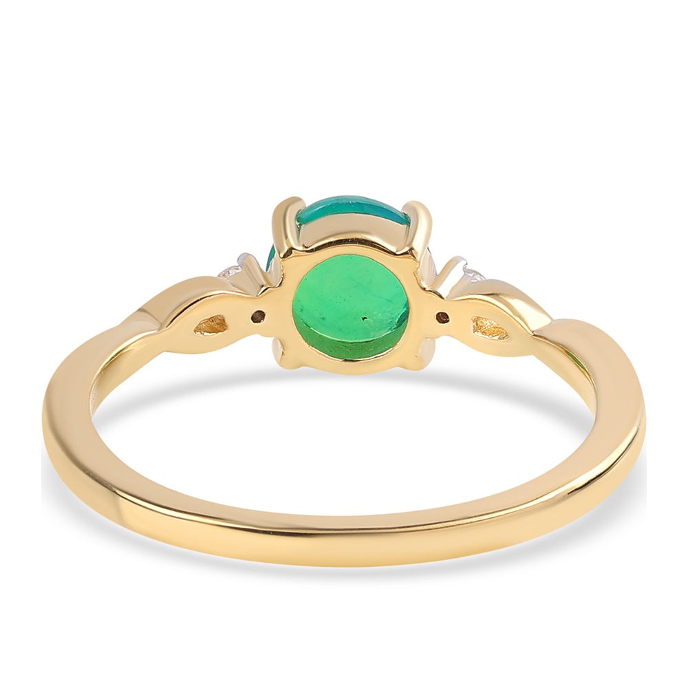 Inel din Argint 925 Placat cu Aur ( 1.82 grame ) cu Opal Verde Etiopian Lega Dembi și Topaz Alb 0.58 Carate