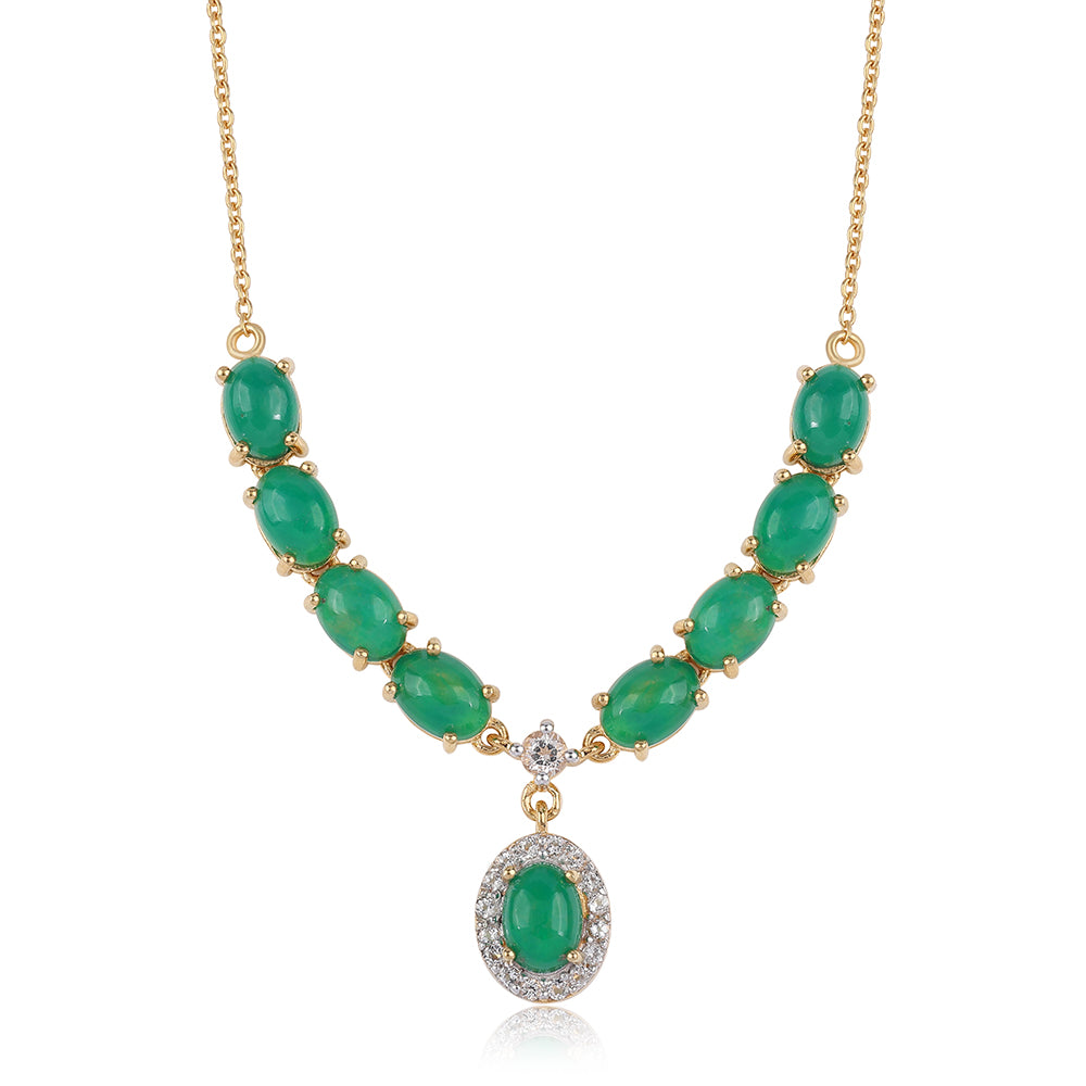 Colier din Argint 925 Placat cu Aur ( 5.26 grame ) cu Opal Verde Etiopian Lega Dembi și Topaz Alb 8.16 Carate 1 