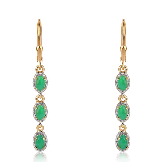 Cercei din Argint 925 Placat cu Aur ( 2.75 grame ) cu Opal Verde Etiopian Lega Dembi 0.96 Carate