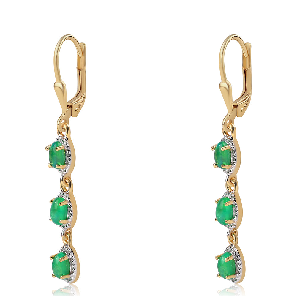 Cercei din Argint 925 Placat cu Aur ( 2.75 grame ) cu Opal Verde Etiopian Lega Dembi 0.96 Carate 2 