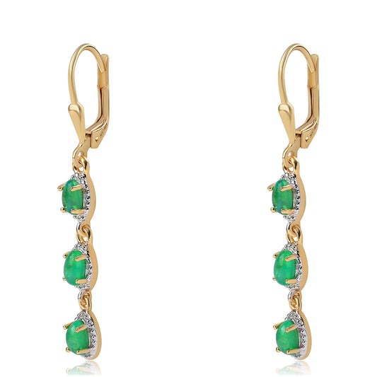 Cercei din Argint 925 Placat cu Aur ( 2.75 grame ) cu Opal Verde Etiopian Lega Dembi 0.96 Carate
